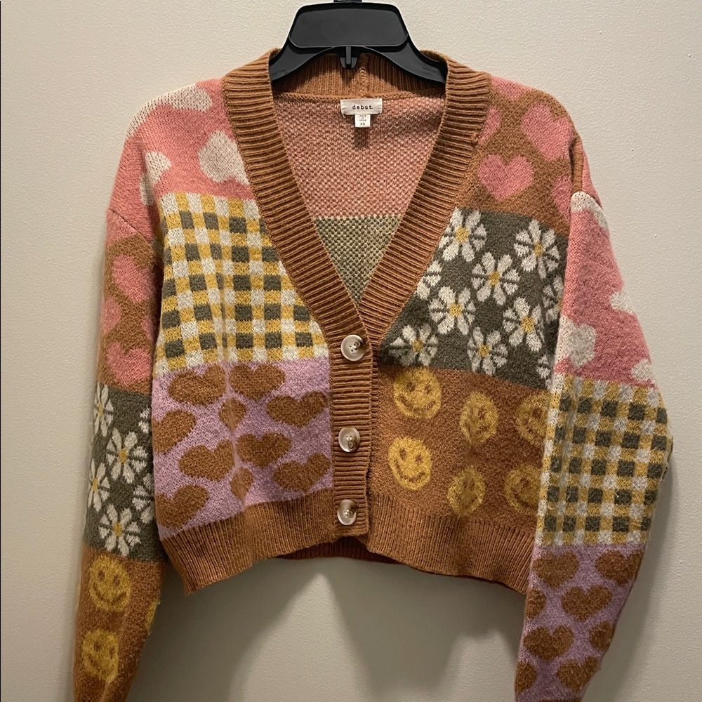 Fun colorblock and pattern Cardigan